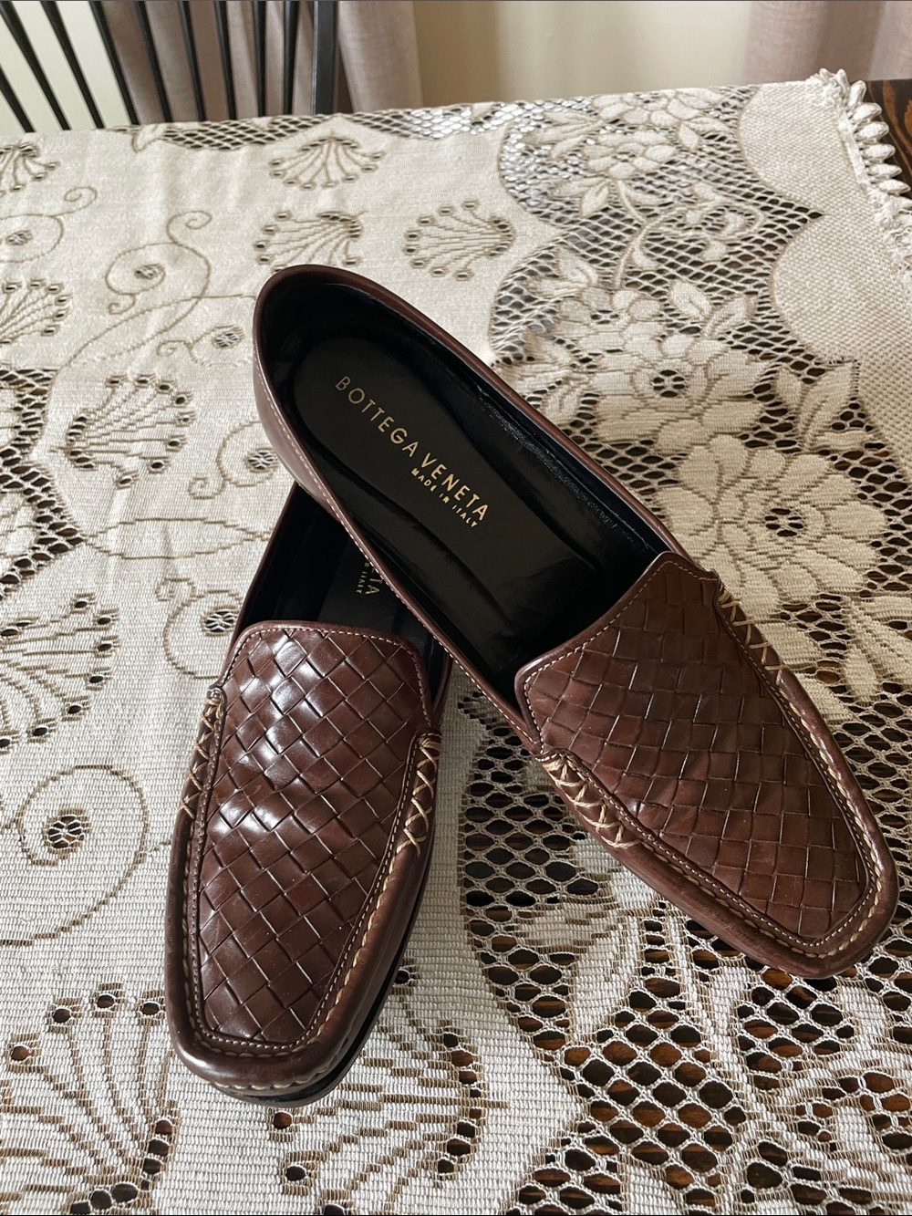 Bottega Veneta Brown Intrecciato Leather Slip-On Loafers